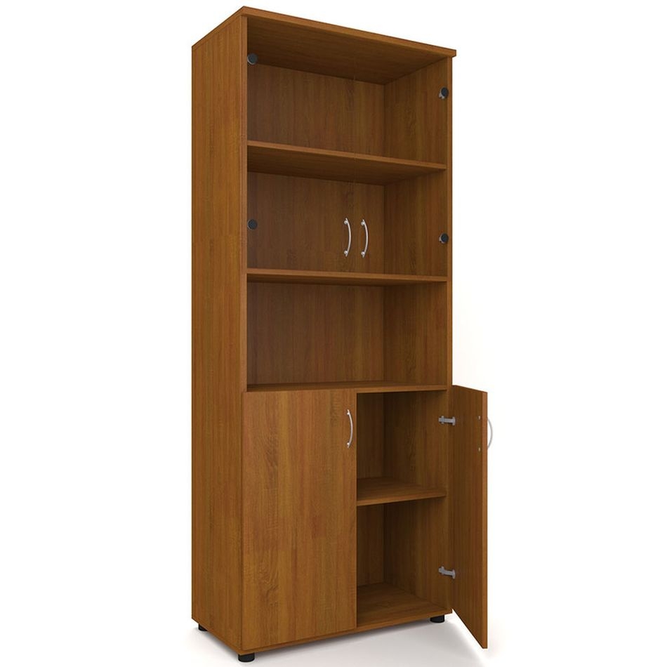 Шкаф для документов с прозрачными стеклами Р.Ш-4СБ Ясень темный