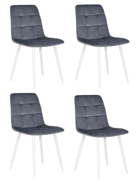Стул обеденный DOBRIN CHILLY (Серо-голубой Holland 14, основание белое) 4 шт