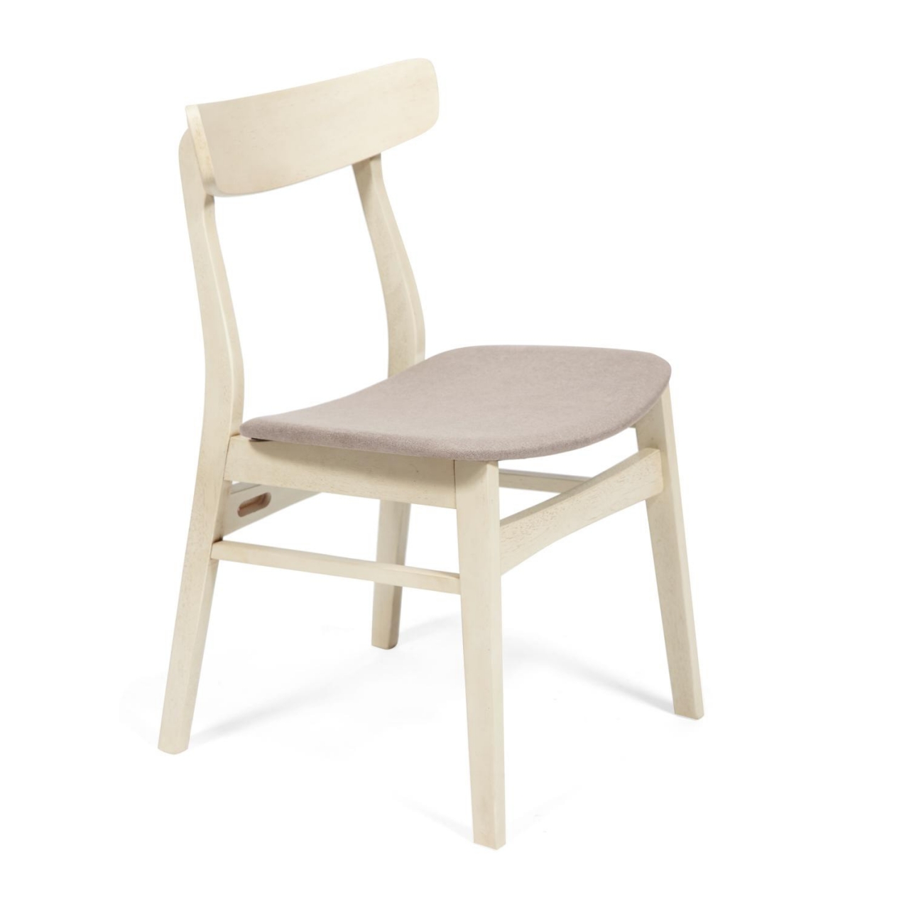 Стул CT 8804 Rabat с мягким сиденьем дерево гевея, 52,5*46,5*78см, античный белый, ткань бежевая (FG22616-16)