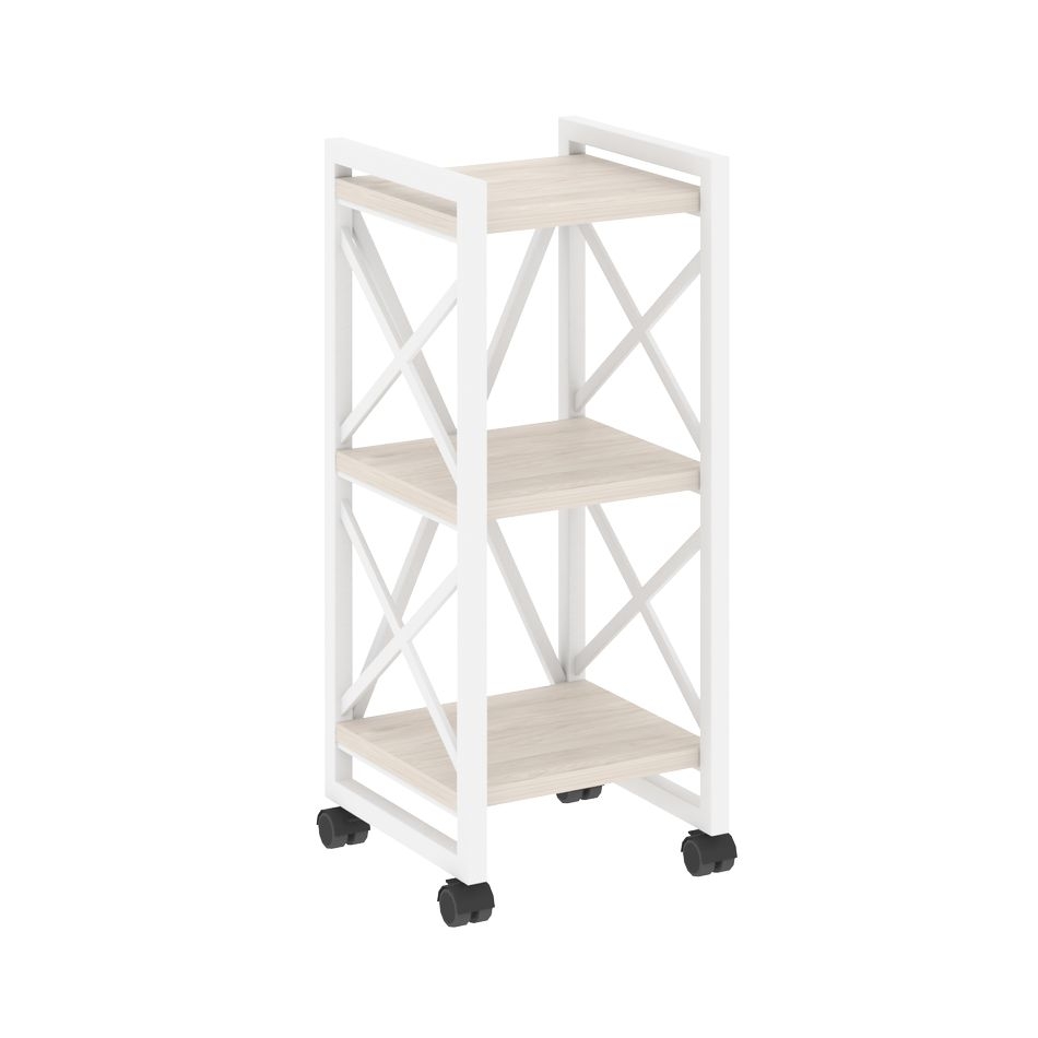 Стеллаж на колесных опорах - 3 полки LOFT  VR.L-MST.K-3.4 Металл белый Денвер светлый