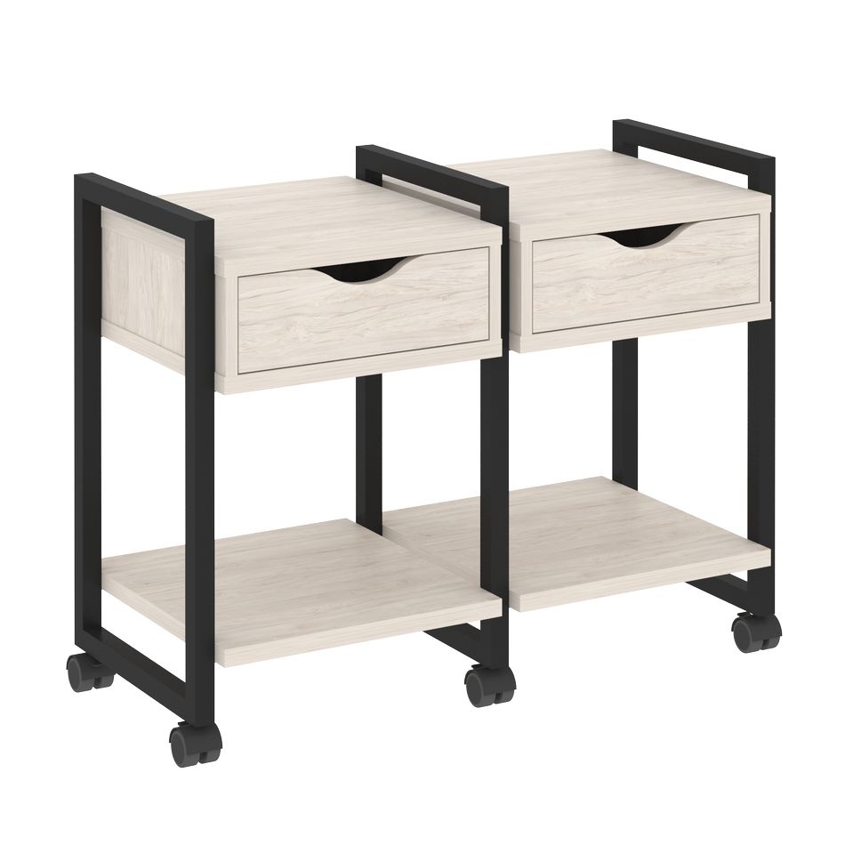 Тумба на колесных опорах наборная. Вариант №1 LOFT VR.L-TN-1.K Металл черный Денвер светлый