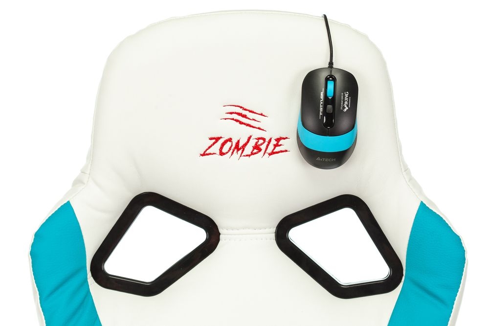 Геймерское кресло Бюрократ ZOMBIE RUNNER Белый-голубой