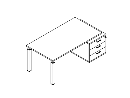 Стол на опорной тумбе 3 ящика (правый) GDB BLISS BL160T3D Акация Аури