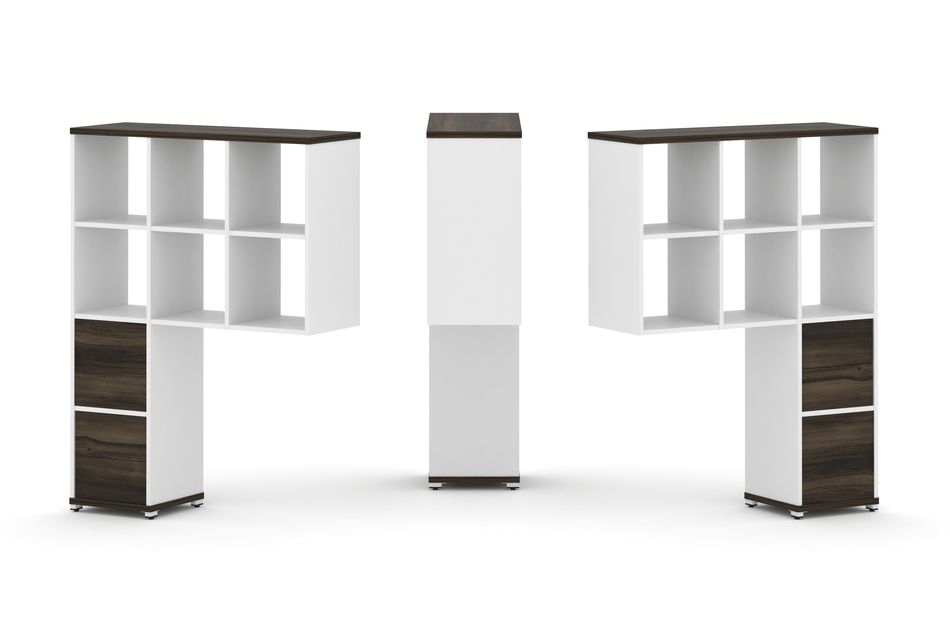 Надставка на стол высокая двухсторонняя + задняя стенка (2 шт.) + блок с 2-мя ящиками (2 шт.) CONCEPT CN.DNV-008 Дуб Мали Белый бриллиант Белый металл