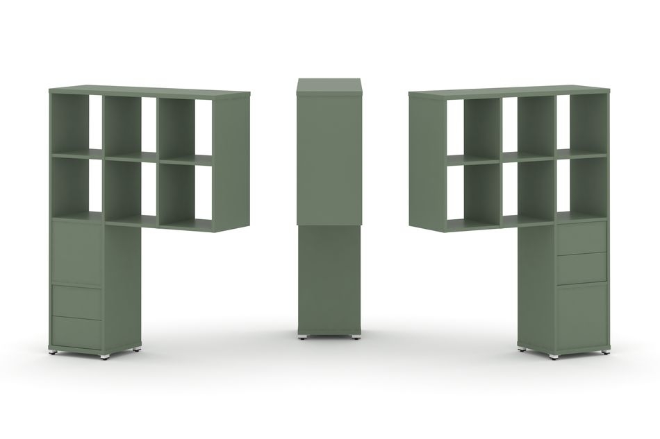 Надставка на стол высокая двухсторонняя + задняя стенка (2 шт.) + блок с 2-мя ящиками (2 шт.) CONCEPT CN.DNV-008 Кобо Белый металл