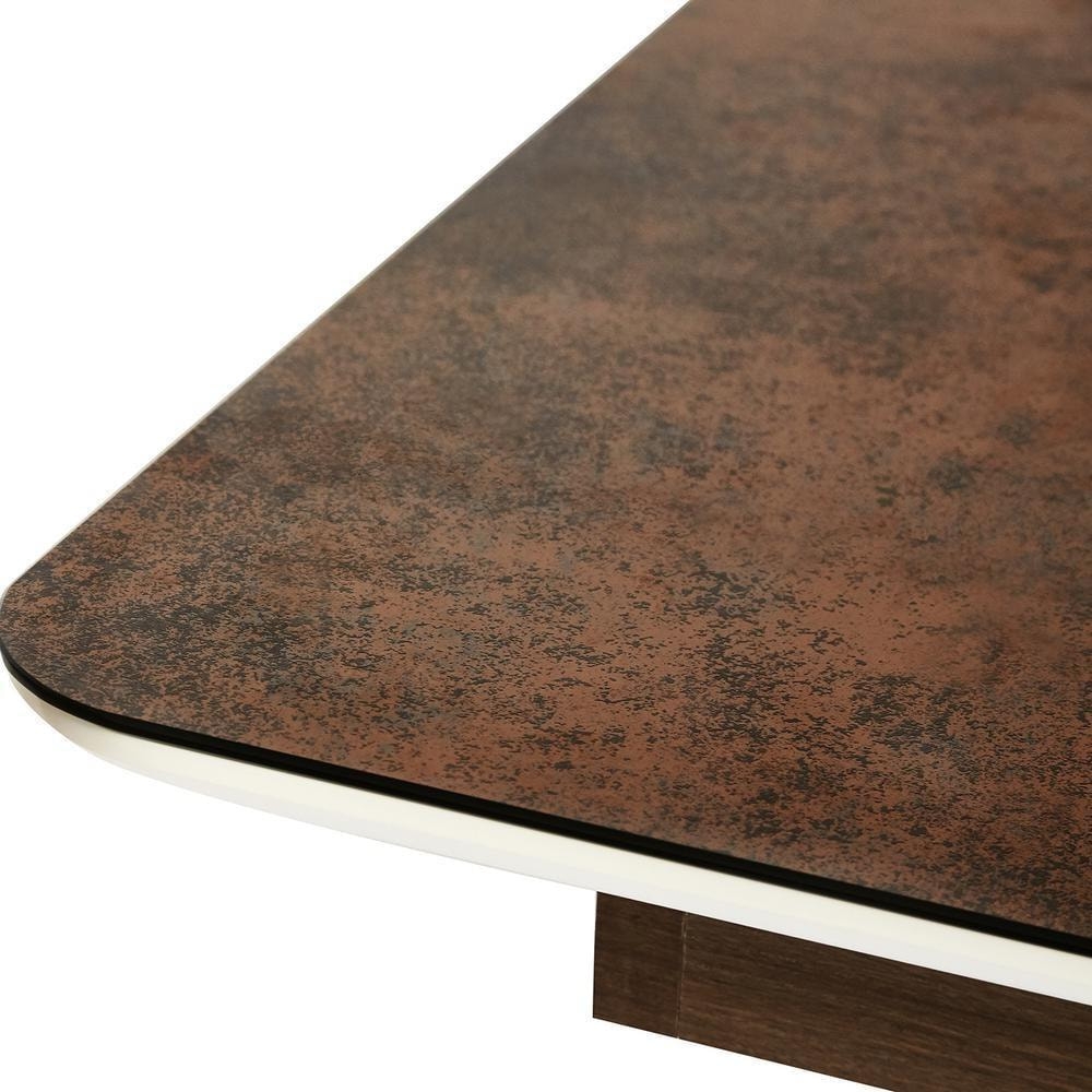 Стол RADCLIFFE ( Mod. EDT-VG002) мдф high glossy, закаленное стекло, 120/150x80x75, коричневый, стекло burning stone