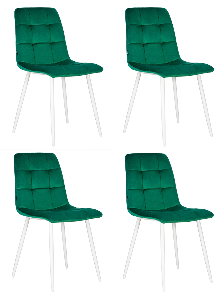 Стул обеденный DOBRIN CHILLY (Темно-зеленый Holland 30, основание белое) 4 шт