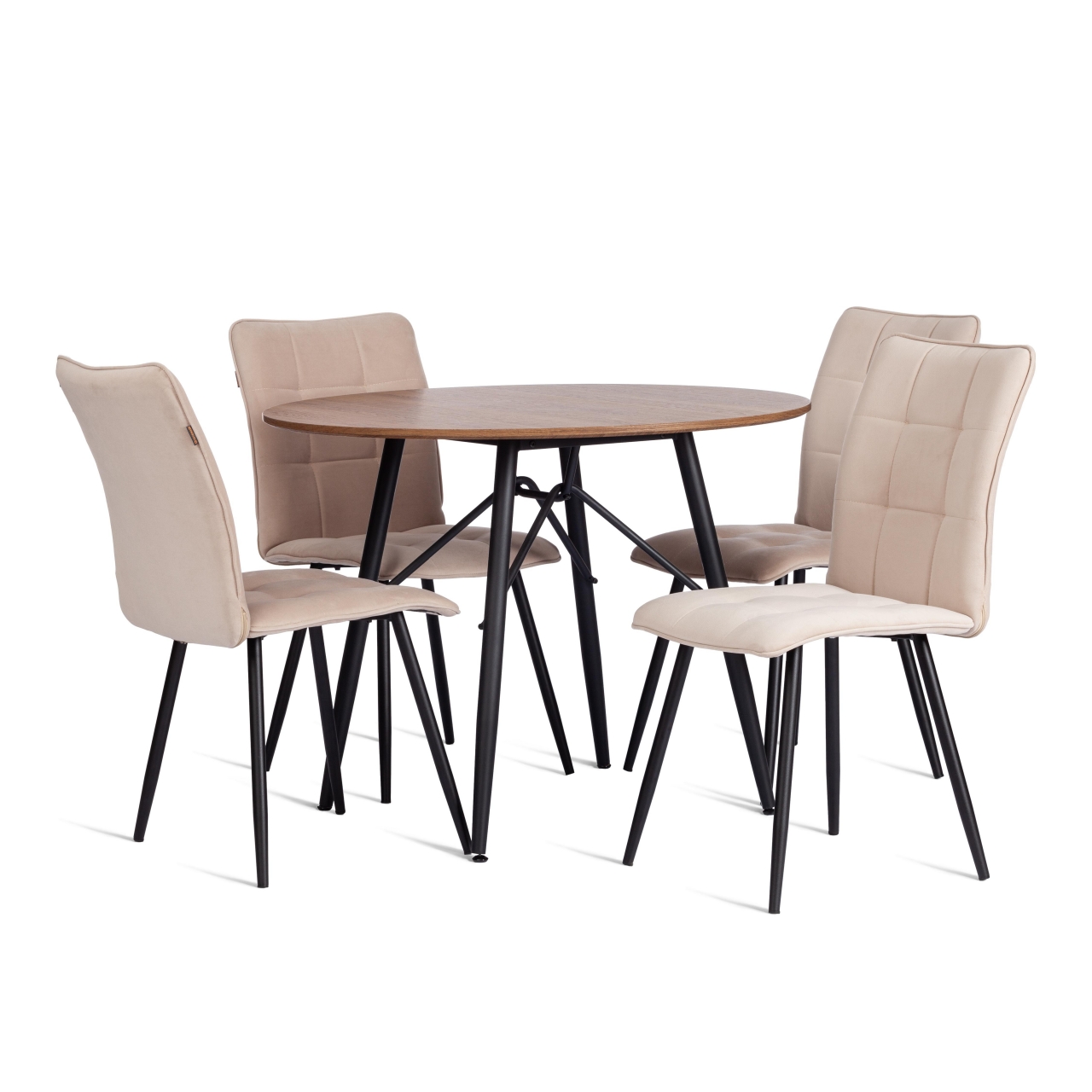 Стул обеденный Bari разборный, ткань велюр, 44х60х91, молочный/черный, (Porsche 2)