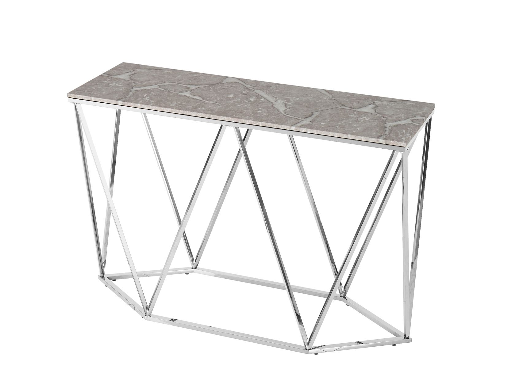 Консоль Авалон 122*41 серый мрамор сталь Серебро