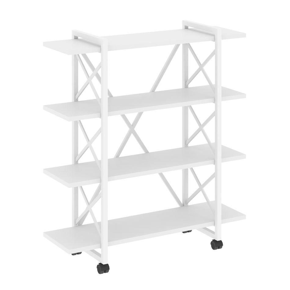 Стеллаж на колесных опорах - 4 полки LOFT  VR.L-MST.K-4.8V Металл белый Белый Бриллиант