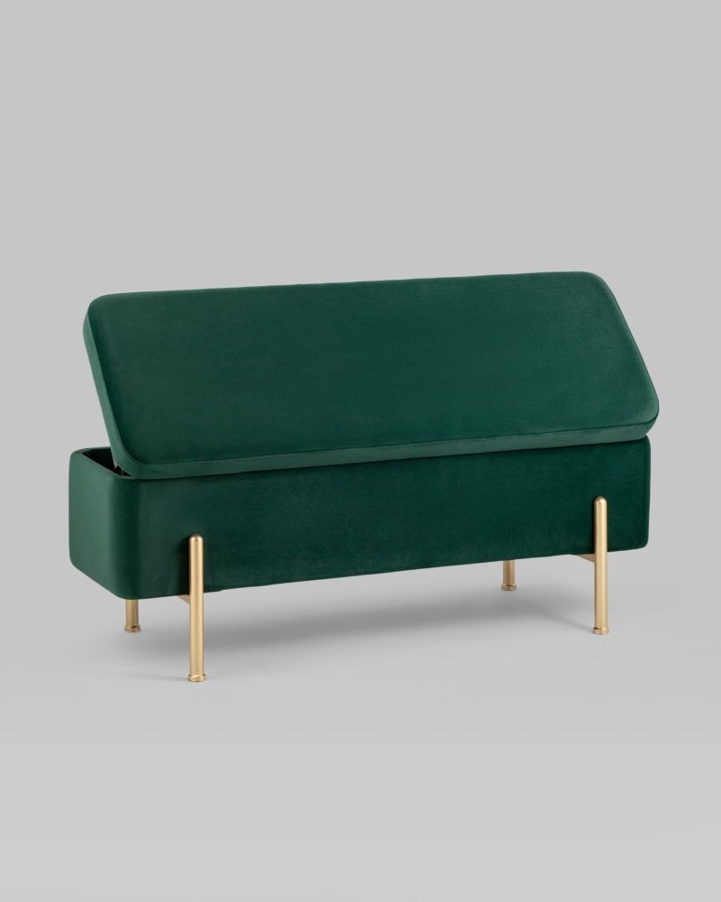 Банкетка Болейн с ящиком велюр Зеленый
