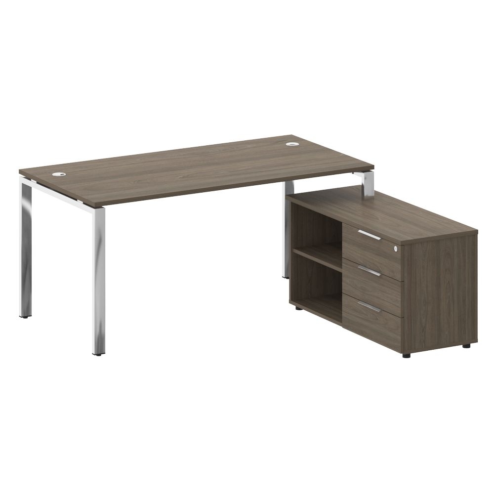 Стол рабочий руководителя с опорной тумбой левый METAL SYSTEM DIRECT БГ.СРТ-4.8 Пр Вяз Благородный