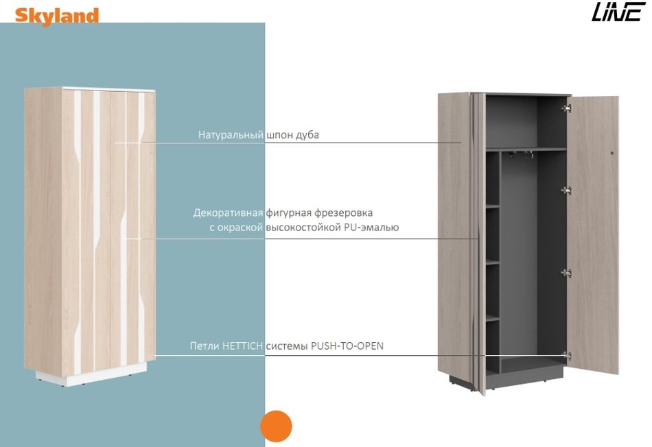 Шкаф средний Line СФ-574202 Дуб светлый Белый