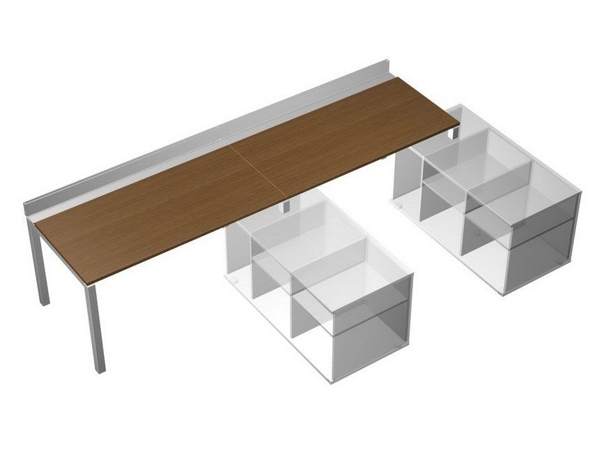 Рабочая станция (2х160) с ProSystem на 2-х опорных тумбах правых (без тумб) Profiquadro КВ 0121-2 Орех ногаро/белый премиум