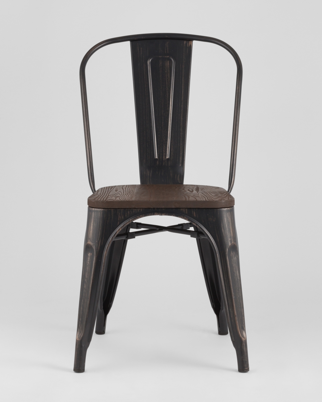 Стул Tolix Wood 850 Черная патина с золотом