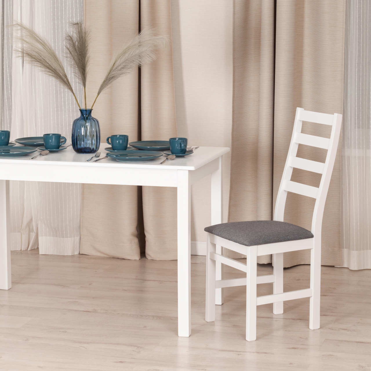 Стул ROSARIO Многослойная фанера, 39 х 39 х 99 см, white, ткань темно-серая (150)