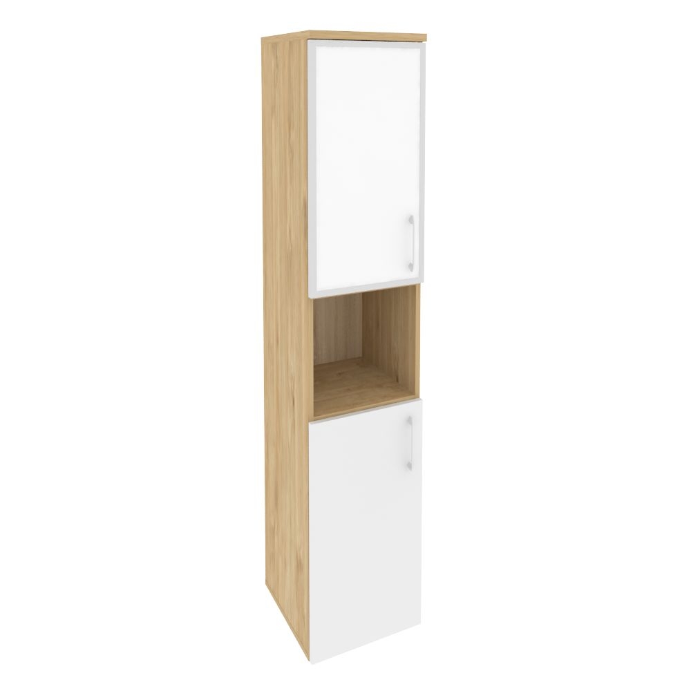 Шкаф высокий узкий левый ONIX O.SU-1.4R(L) white Тиквуд Светлый/Белый