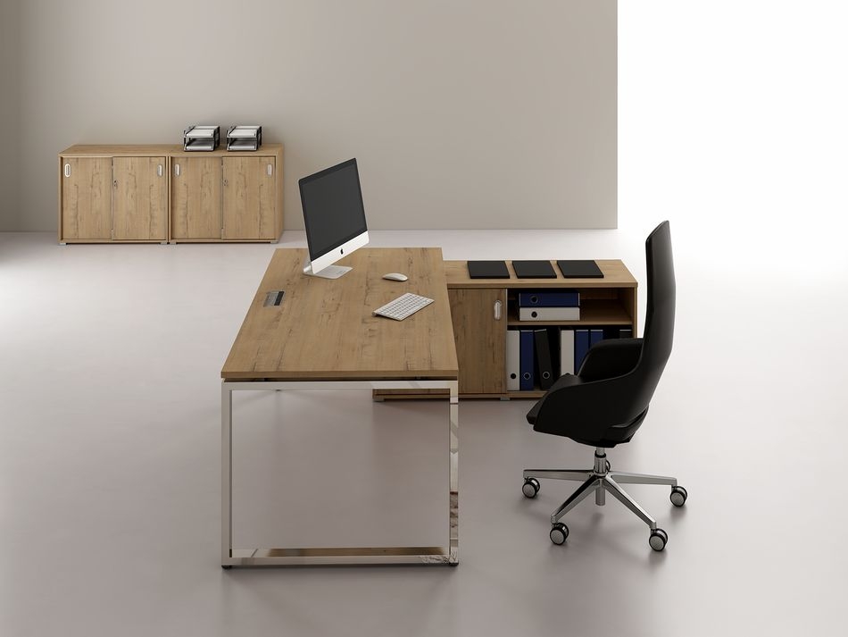 Стол рабочий, прямолинейный три опоры, левый GLOSS LINE НСТЛ-О.984 Teakwood