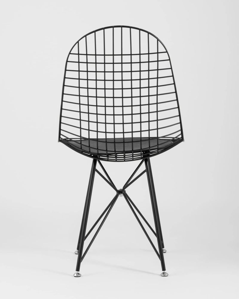 Стул обеденный Eiffel черный с черной подушкой 2 шт