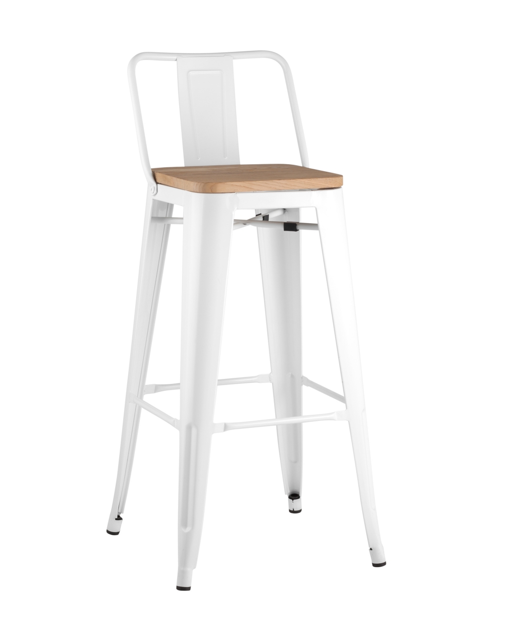 Стул барный Tolix Wood 75.5  со спинкой Белый