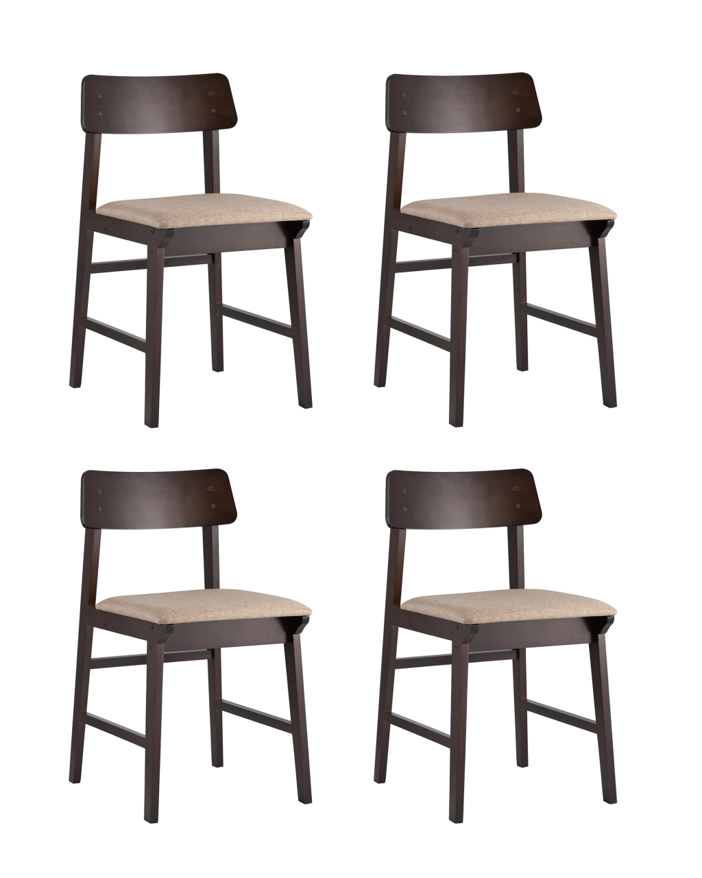 Комплект из четырех стульев ODEN 4 Коричневый