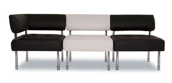 Диван трехместный Сантьяго 01 Черный/Белый (экокожа)