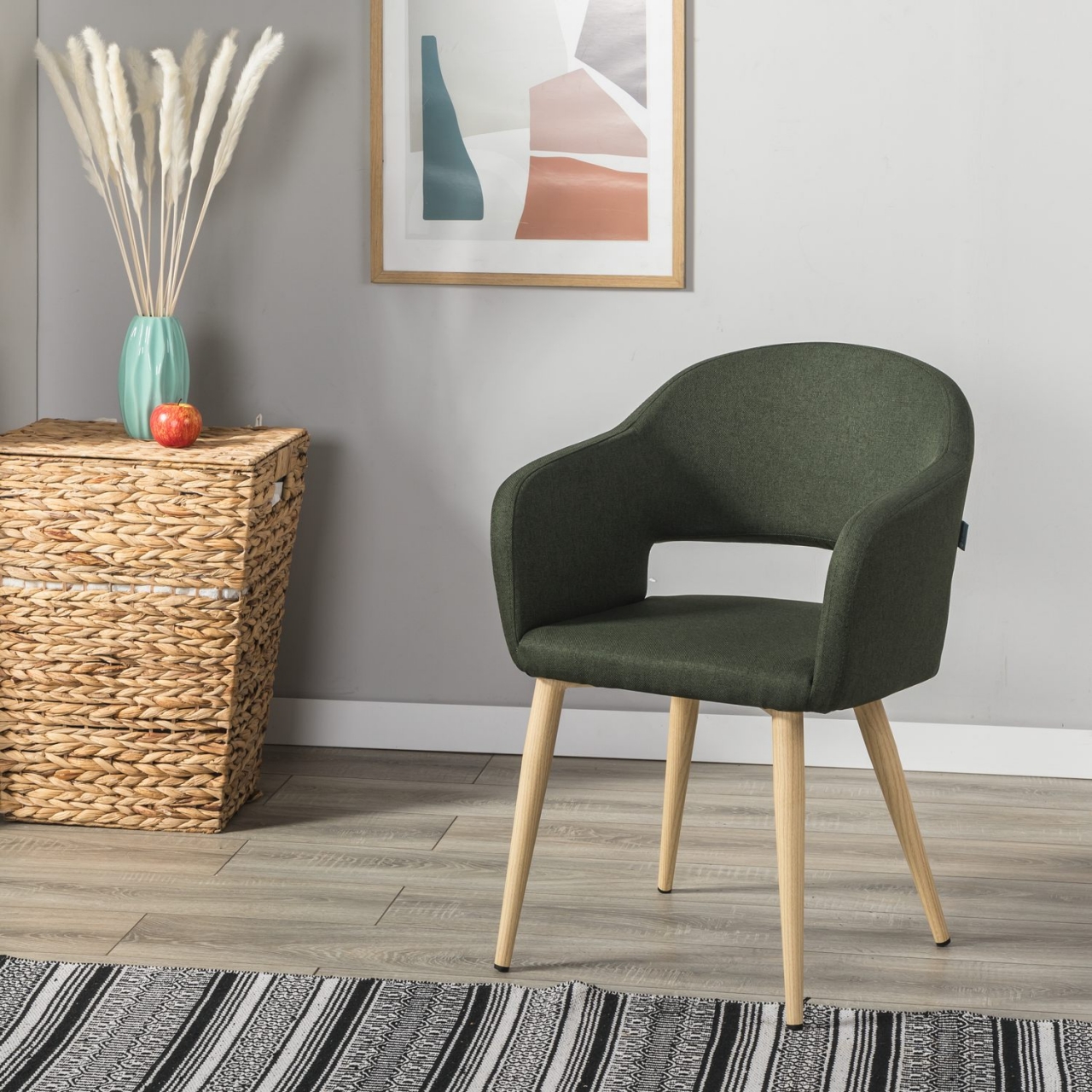 Кресло Oscar темно-зеленый/нат.дуб