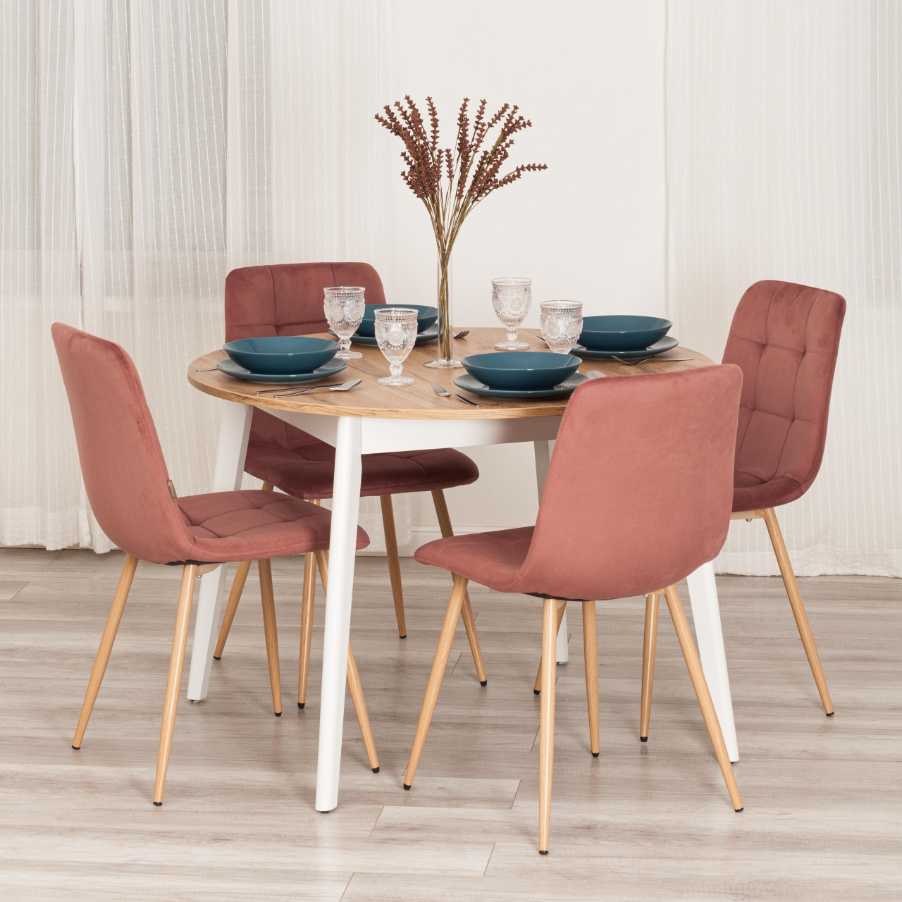 Стул CHILLY (mod. JSC-220) Велюр/металл , 44,5х52,5х88 см, Coral (коралловый) HLR44 / натуральный