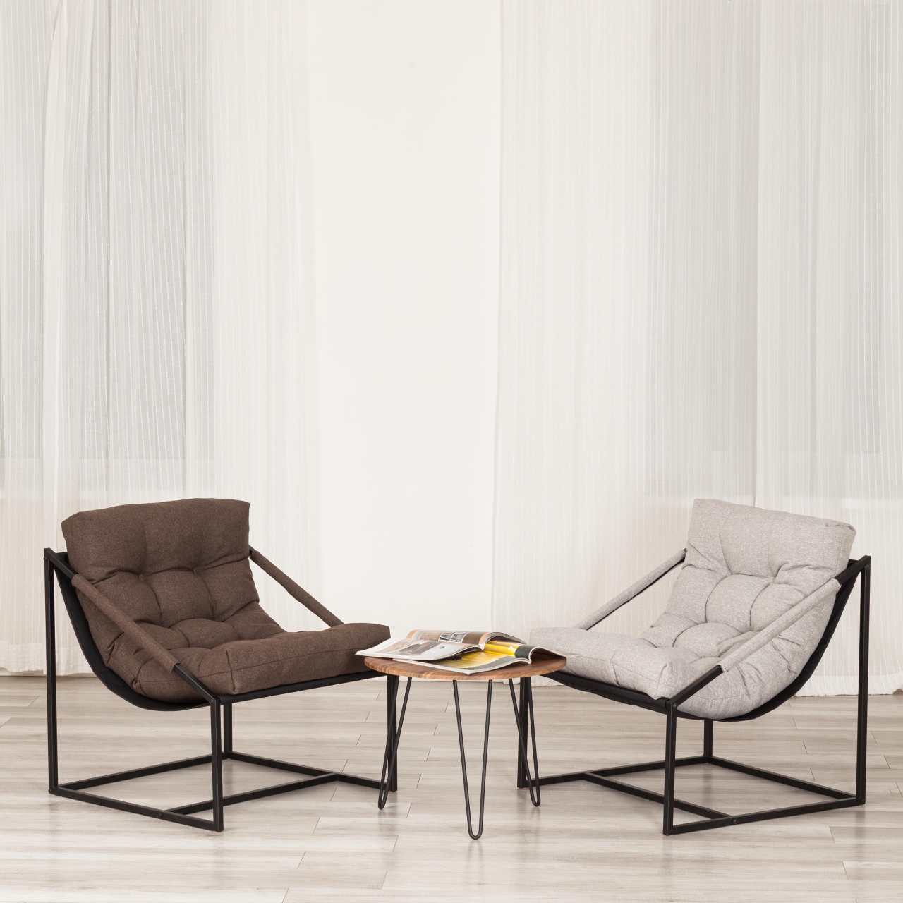 Кресло Charli / Чарли без подлокотника рогожка, серо-бежевый, 3M 16/2, 70х70х84 см