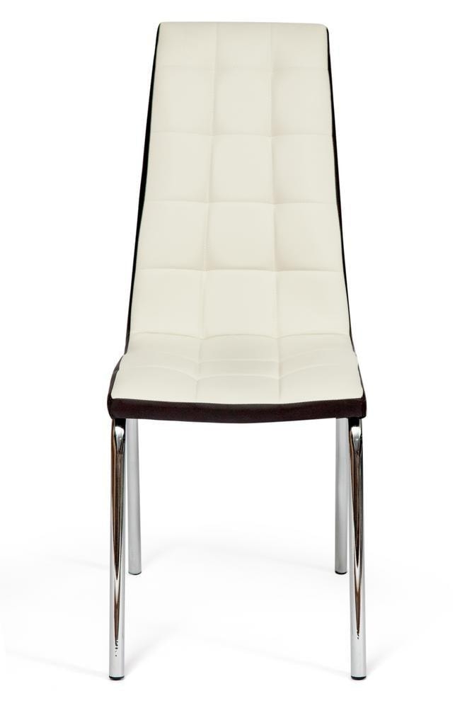 Стул ALESSI ( mod.36 ) металл/экокожа, 42 х 65 х 101 х 49 см, слоновая кость/темно-коричневый (окантовка)/хром