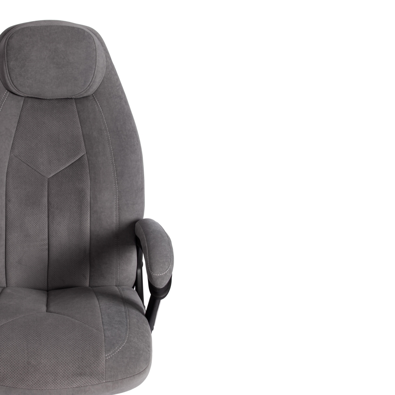 Кресло BOSS Lux флок , серый/серый перф., 29/29/06