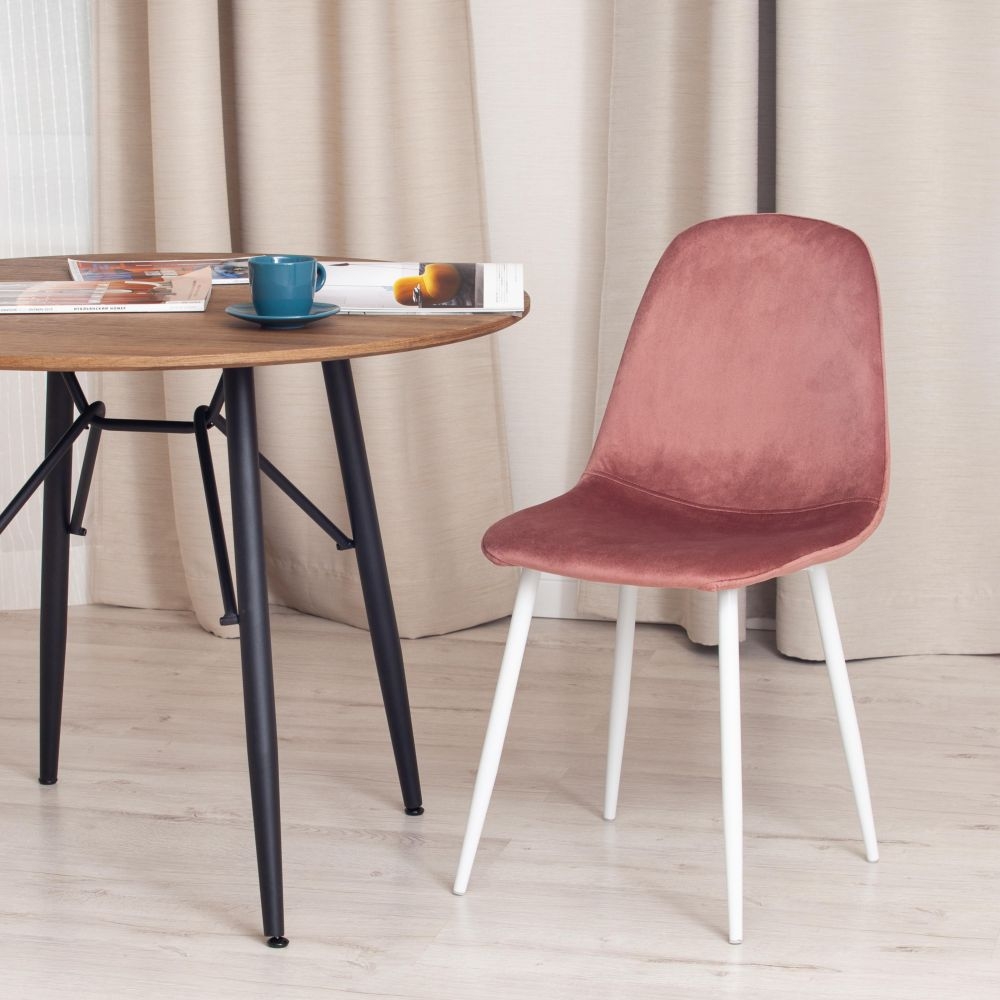Стул БРЕЕЗЕ (мод. 4724) / 1 шт. в упаковке вельвет/металл, 44 х 53 х 87 см, Корал (коралловый) ХЛР44 / белый / BREEZE (mod. Coral HLR44