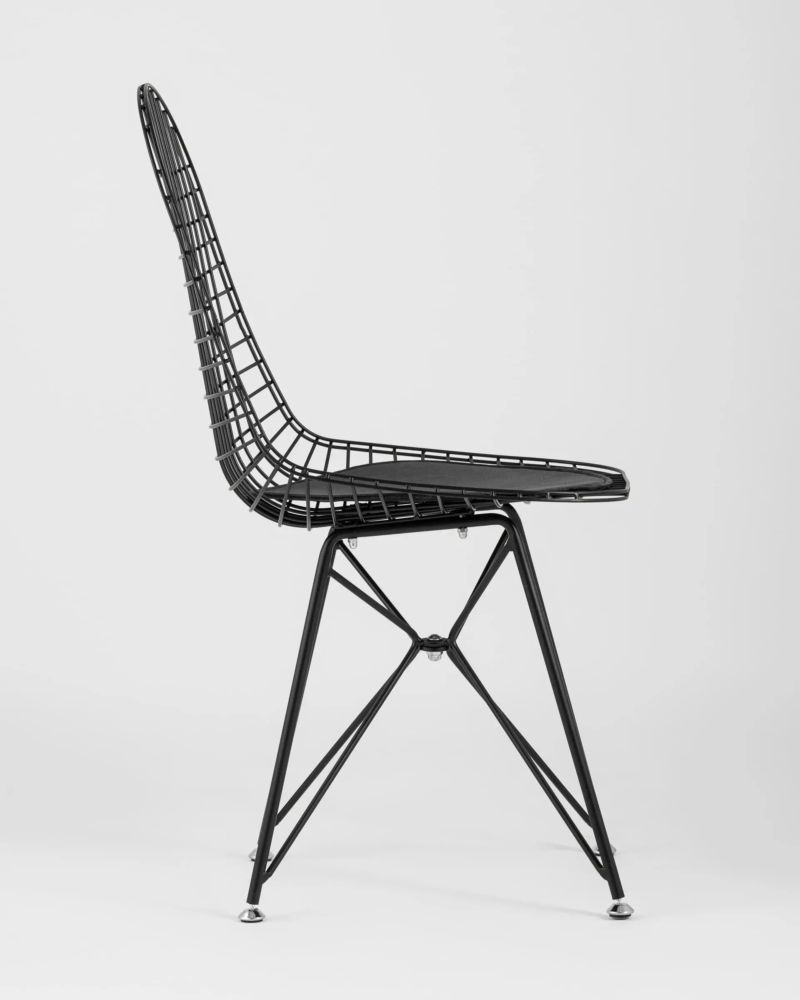 Стул обеденный Eiffel черный с черной подушкой 2 шт