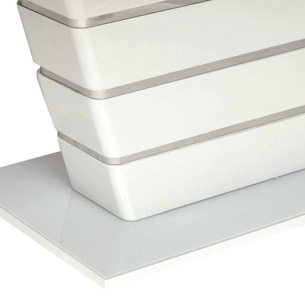 Стол SCHNEIDER ( mod. 0704 ) мдф high glossy, закаленное стекло, 140/180x80x75см, белый