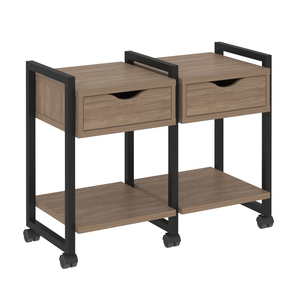 Тумба на колесных опорах наборная. Вариант №1 LOFT VR.L-TN-1.K Металл черный Дуб Аризона
