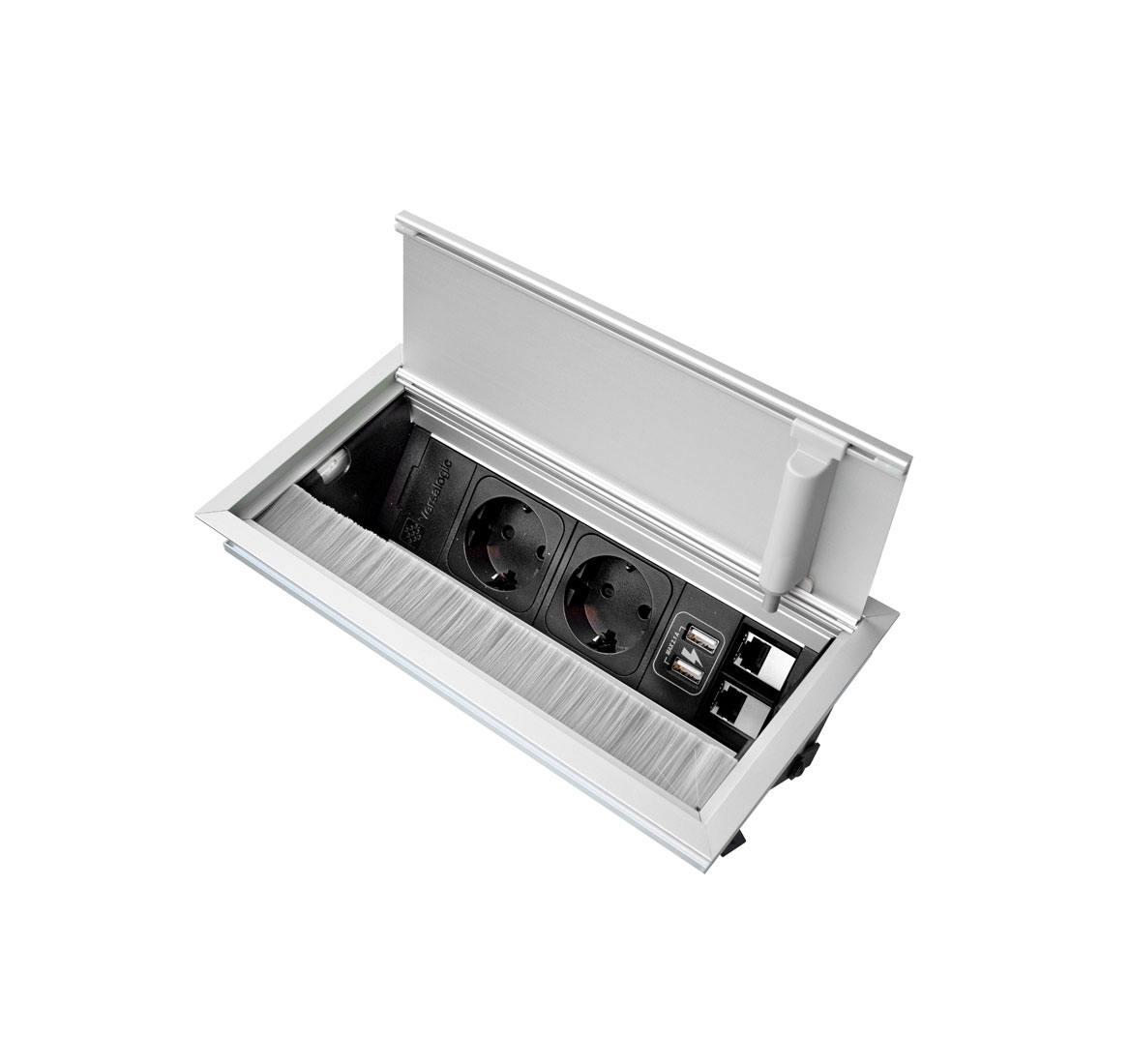 Электрический блок VERSAFLAP 2SH+2RJ45+2USB АЛЮМИНИЙ/ЧЕРНЫЙ