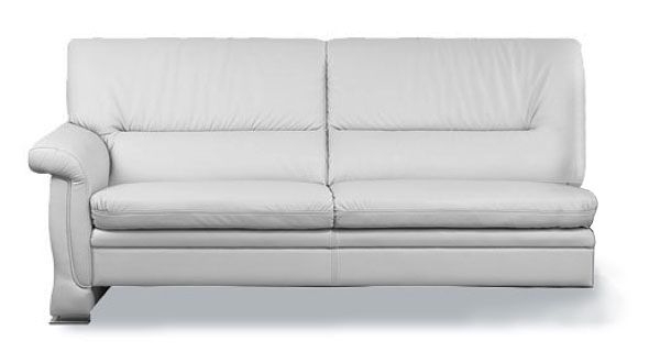 Секция трехместная с правым подлокотником Мальта хром 3В Белая (кожа)