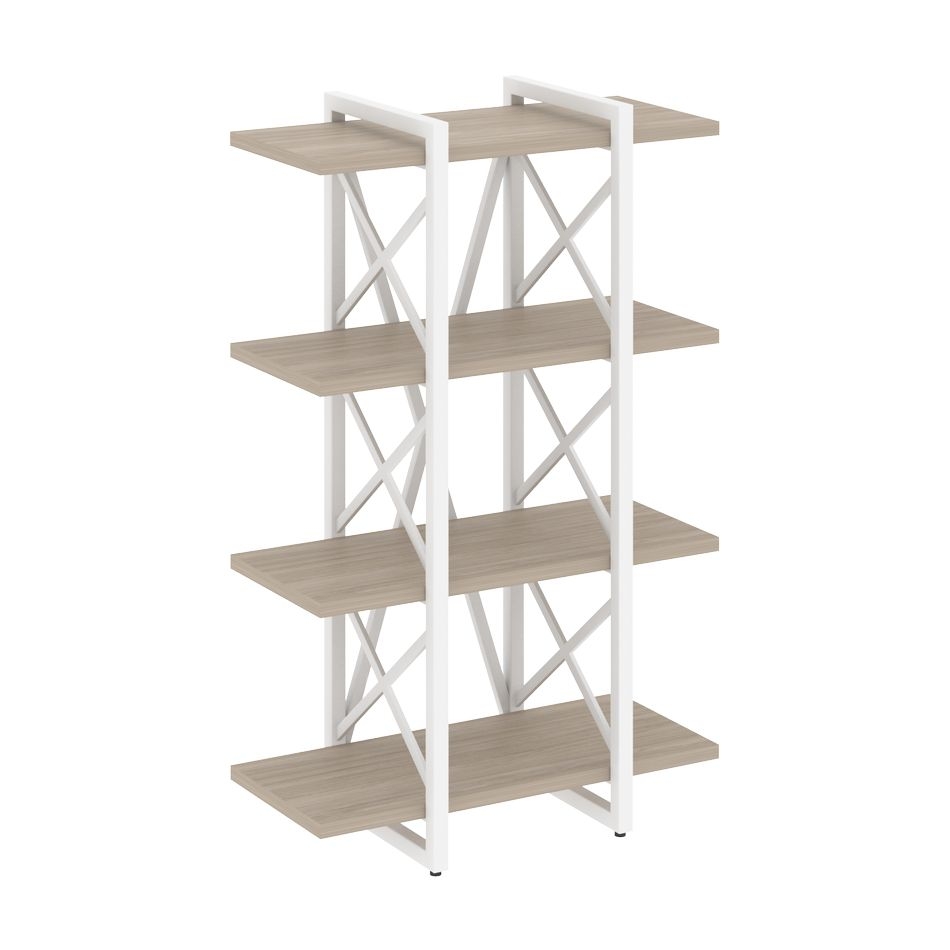 Стеллаж на регулируемых опорах - 4 полки LOFT VR.L-MST.O-4.4V Металл белый Дуб Аттик