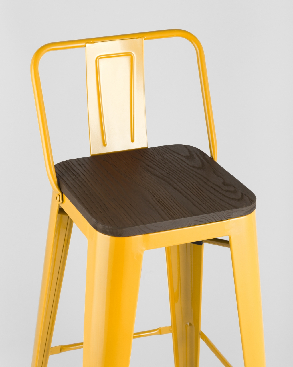 Стул барный Tolix Wood 75.5  со спинкой Желтый