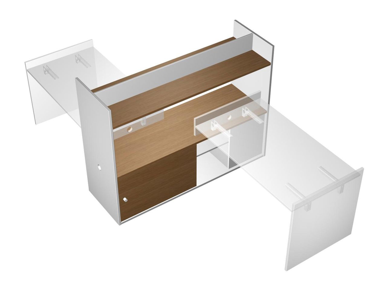 Тумба опорная 180 c надстройкой-полкой с отверстиями под кабель-канал Profiquadro КВ 2008 БН Орех ногаро/белый премиум