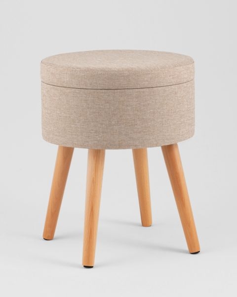 Пуф с ящиком Store Woody рогожка бежевая