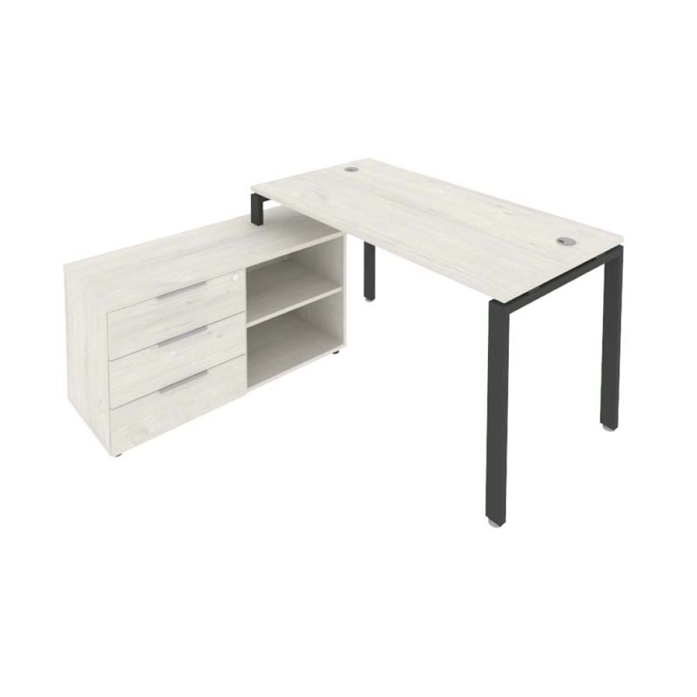 Рабочая станция на П-образном м/к с опорной тумбой левая Metal System Б.РС-СТС-2.3 Л Наварра/Антрацит