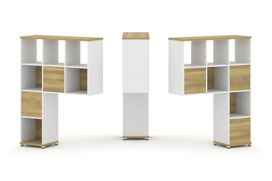 Надставка на стол высокая двухсторонняя + задняя стенка (5 шт.) CONCEPT CN.DNV-003 Дуб Винченцо Белый бриллиант Белый металл