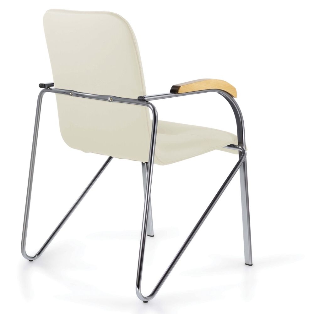 Кресло для приемных BRABIX Samba CF-105 BOX-2 хром каркас накладки бук, кожзам Бежевый