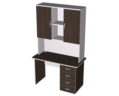 Стол письменный с тумбой (левый) с надставкой ПСт1.12/6Л венге/серый