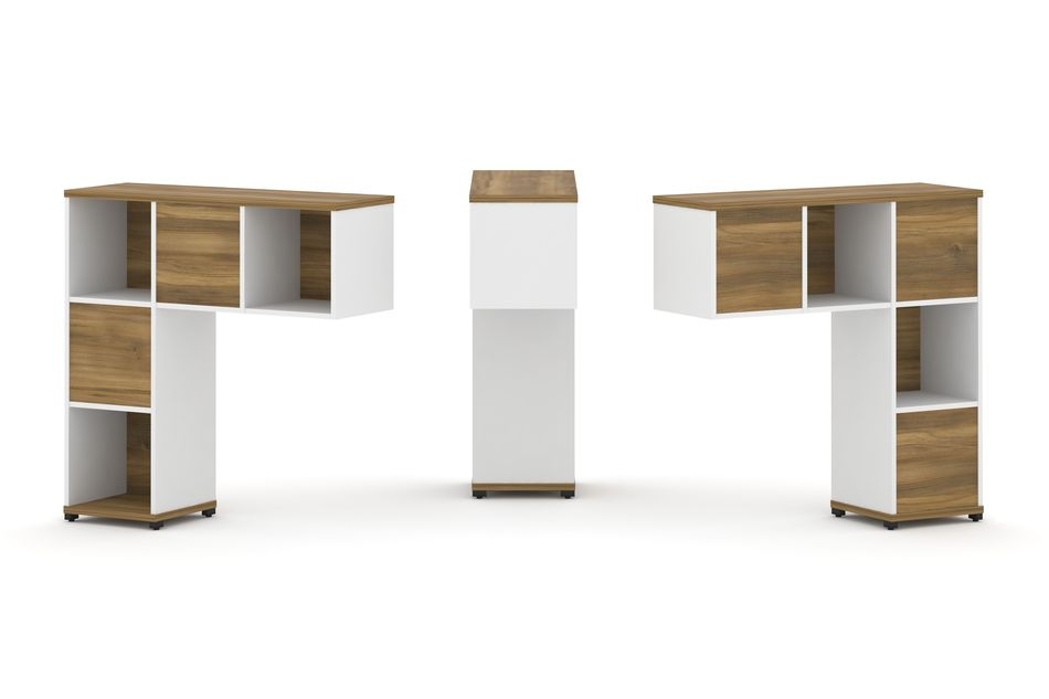 Надставка на стол низкая двухсторонняя + задняя стенка (5 шт.) CONCEPT CN.DNN-001 Сандал Янтарный Белый бриллиант Черный металл