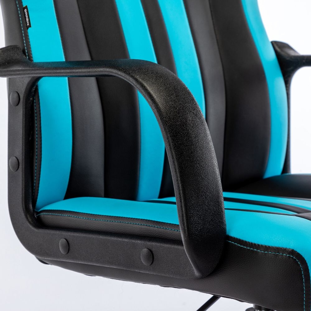 Кресло компьютерное BRABIX Stripe GM-202 экокожа Черный-голубой