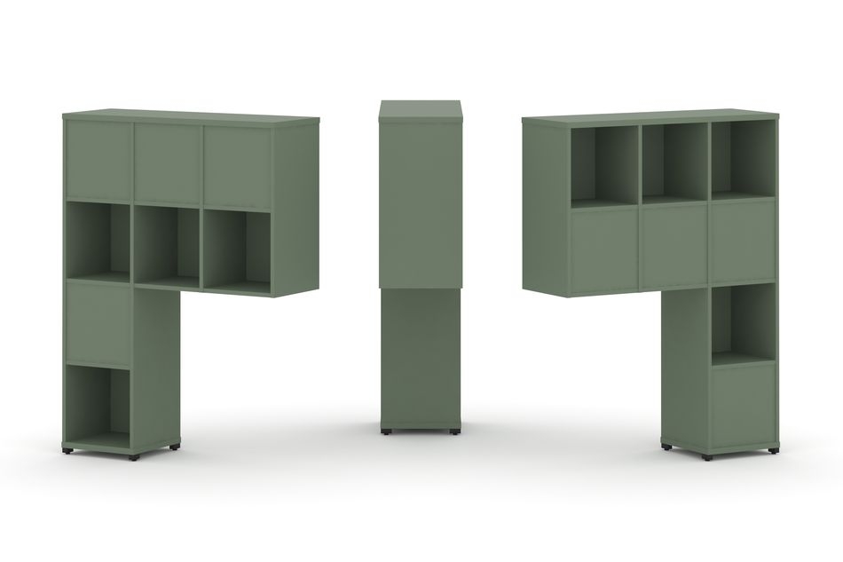 Надставка на стол низкая двухсторонняя + задняя стенка (5 шт.) + блок с 2-мя ящиками (2 шт.) CONCEPT CN.DNN-003 Кобо Черный металл