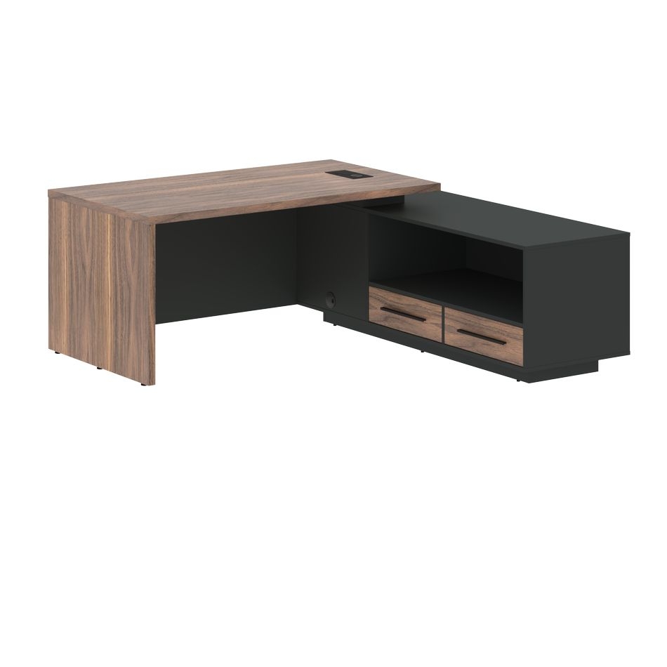 Стол руководителя правый VELION VENEER VRCT 1919 R Американский орех Яшма черная