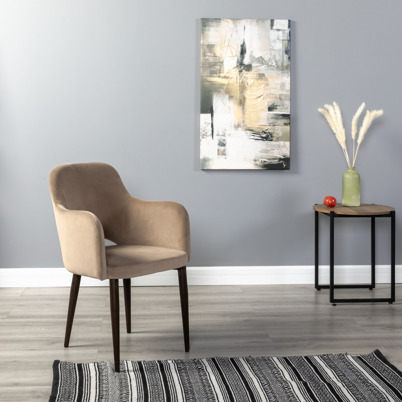 Кресло Ledger К Diag beige/т. орех